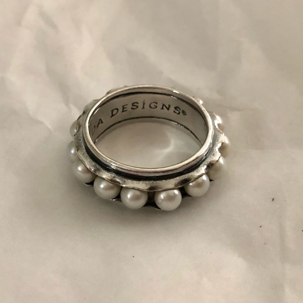 Silpada Nestled Pearls band ring, sterling silver R2209